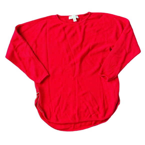 Michael Michael Kors Women's Red W/ Gold Zipper Accent Knit Sweater Size… - Picture 1 of 9